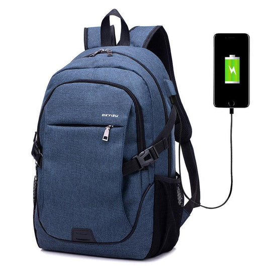 Haven Large Capacity Laptop Backpack With USB Charging Port-Blue - Obeezi.com
