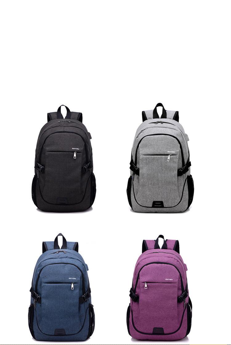 Haven Large Capacity Laptop Backpack With USB Charging Port-Blue - Obeezi.com