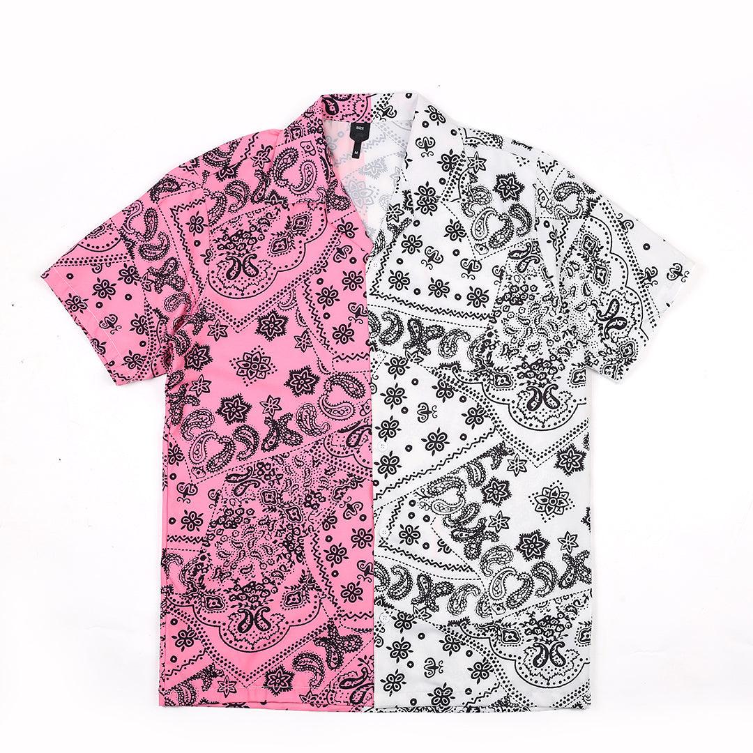 Hawaiian Double Sided Pink And White Designed Aloha Shirt - Obeezi.com