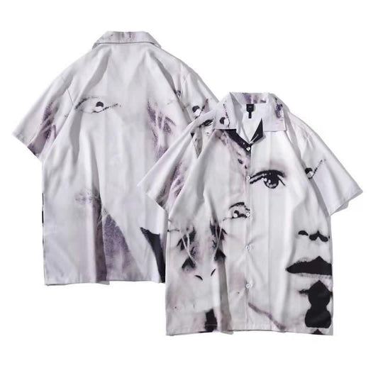 Hawaiian Face Encrypted Aloha Designed Shirt - White - Obeezi.com