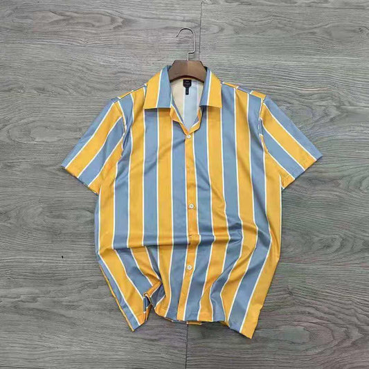 Hawaiian Multi Coloured Striped Aloha Shirt - Obeezi.com