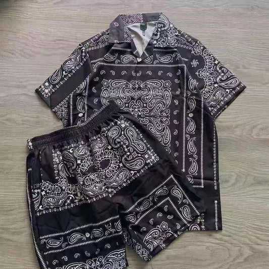 Hawaiian Vintage Short Sleeve Floral Designed With Matching Short - Obeezi.com