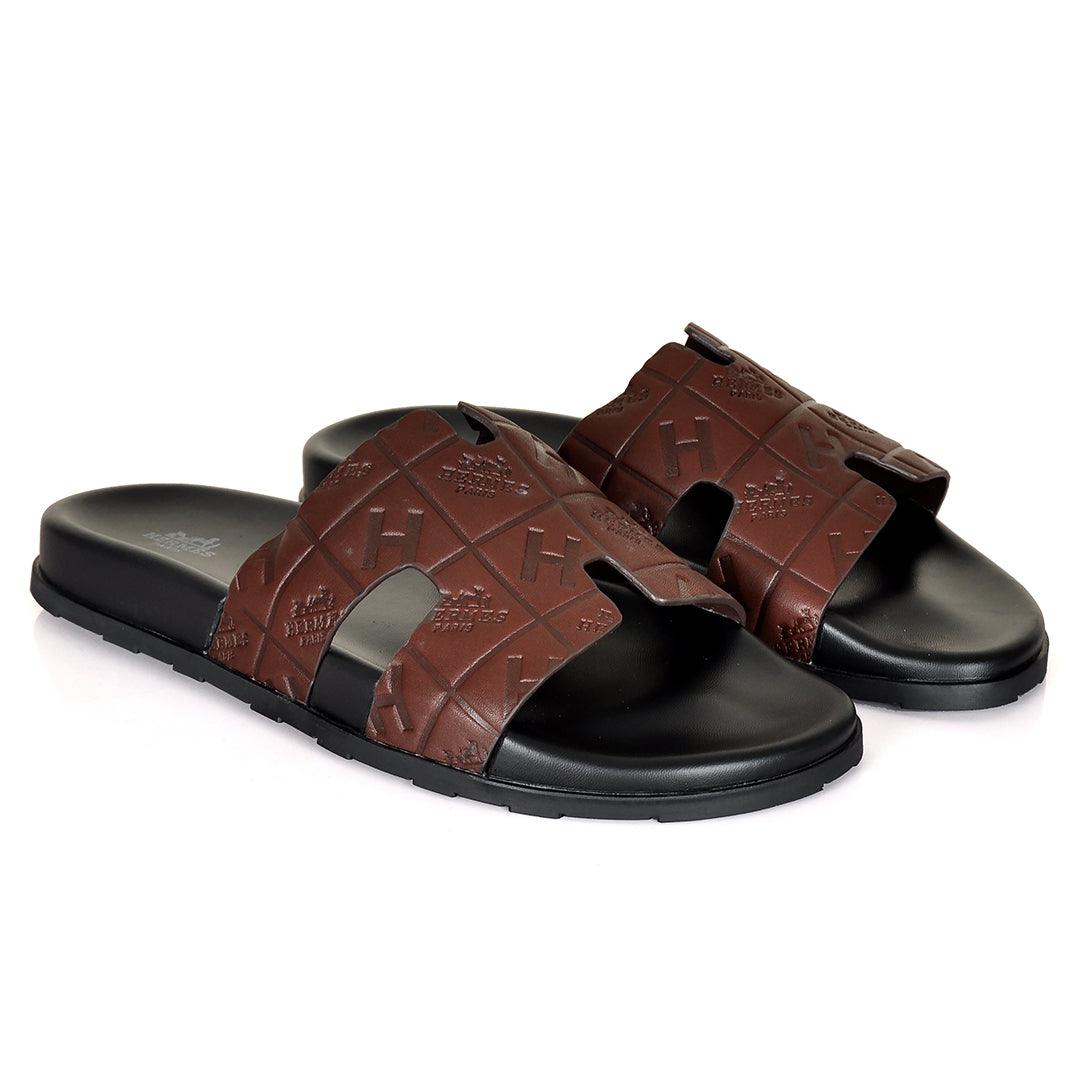 Herm Paris Created Logo Leather Ultralightweight Slippers - Obeezi.com