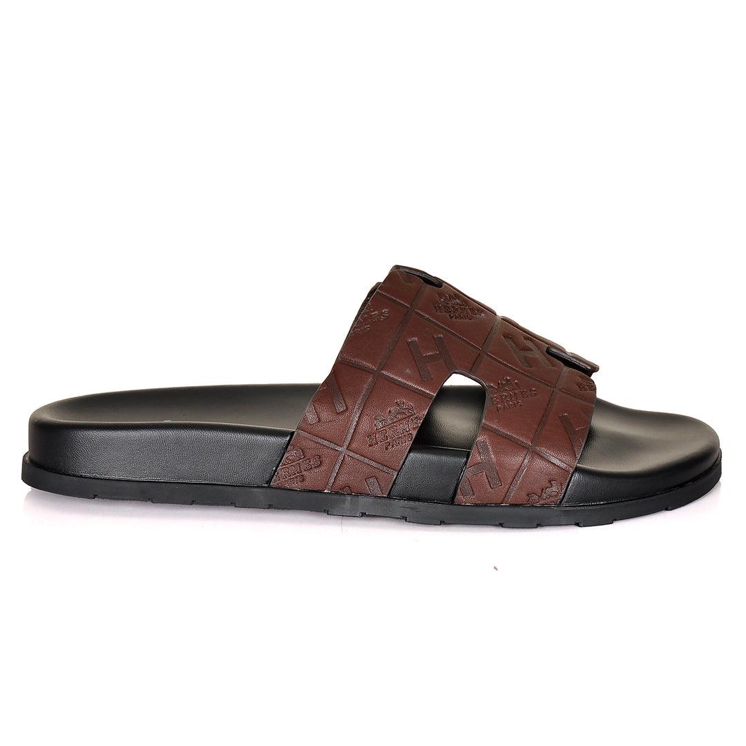 Herm Paris Created Logo Leather Ultralightweight Slippers - Obeezi.com