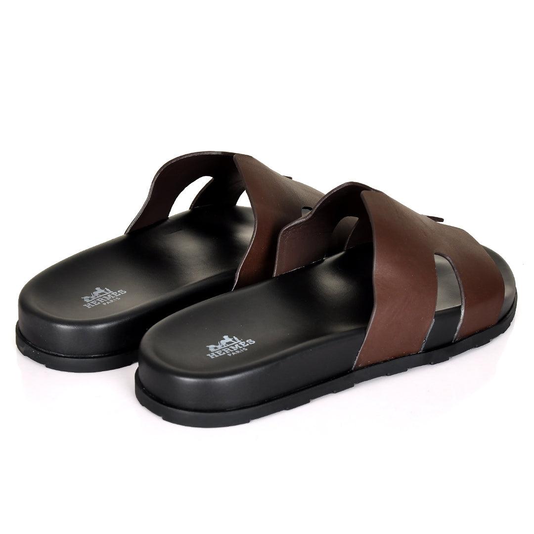 Herm Paris Izmir Lightweight Plain Leather Slippers- Coffee - Obeezi.com