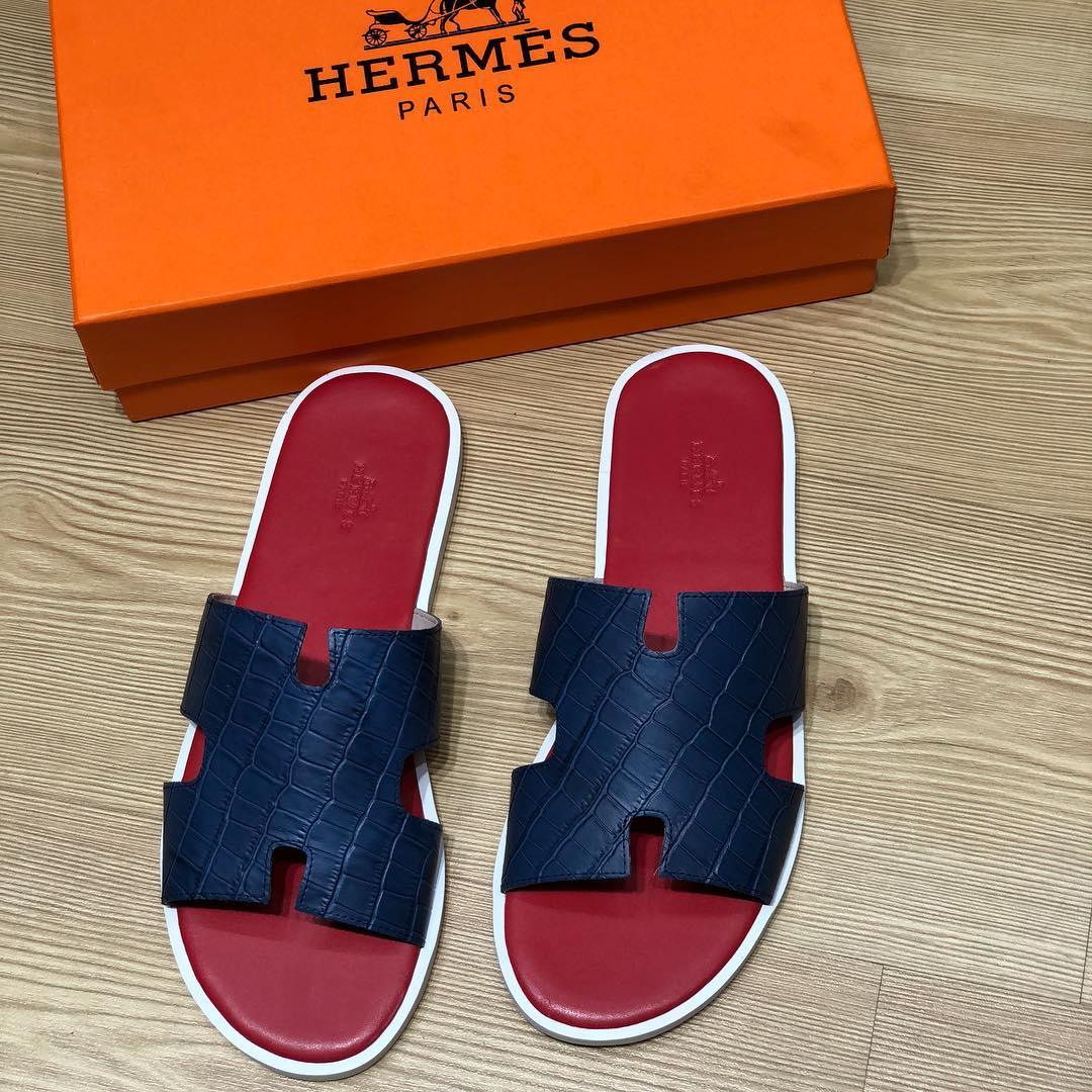 Hermes Croc Calfskin Epsom Bi Color Izmir Mens Sandal - Obeezi