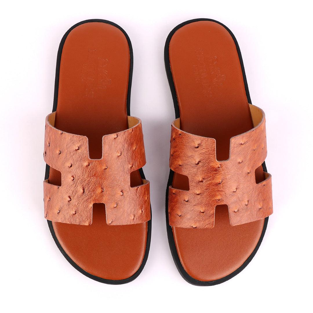 Hermes Paris Leather Slipper-Brown - Obeezi