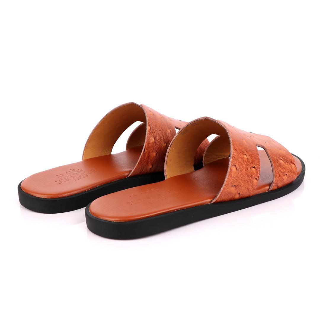 Hermes Paris Leather Slipper-Brown - Obeezi
