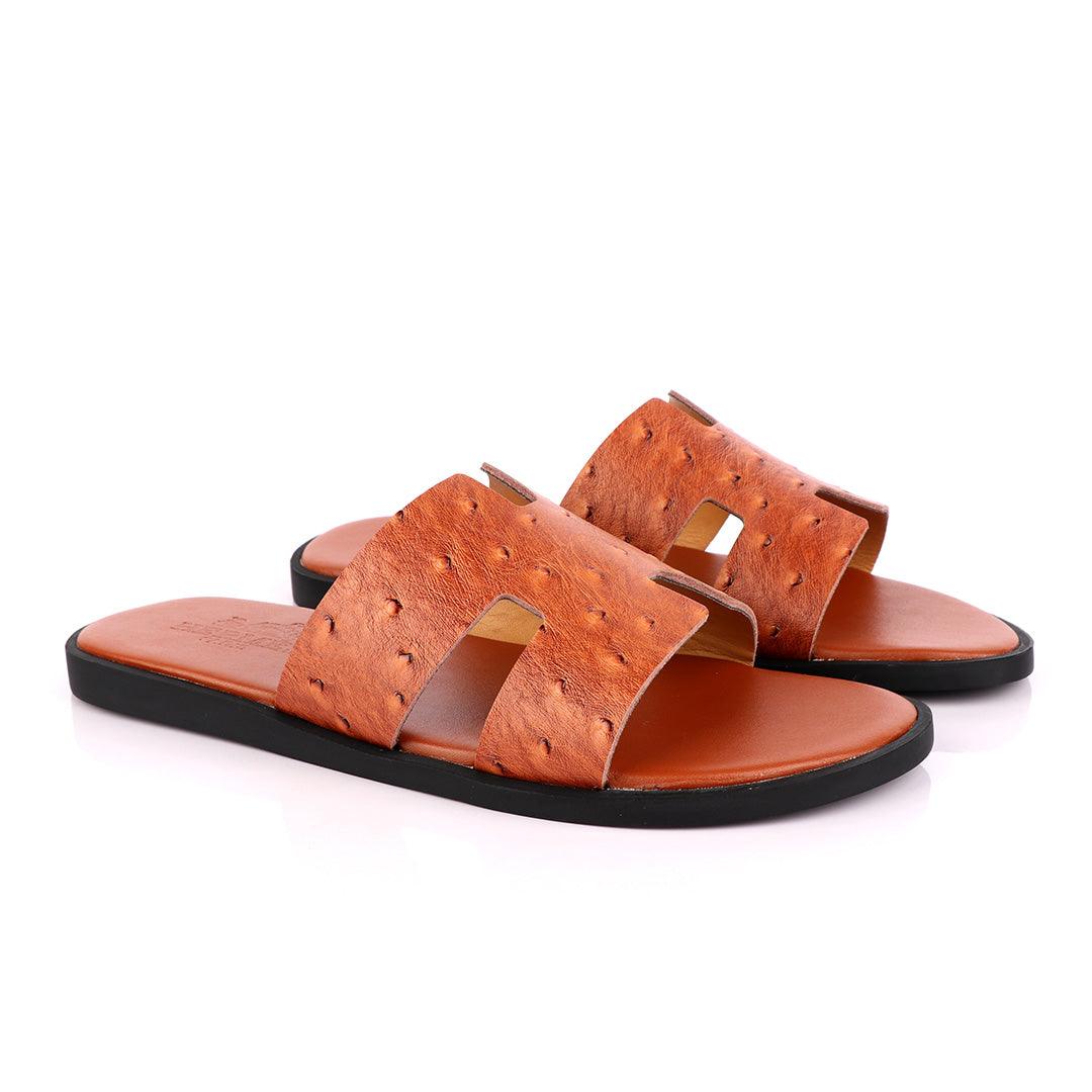 Hermes Paris Leather Slipper-Brown - Obeezi