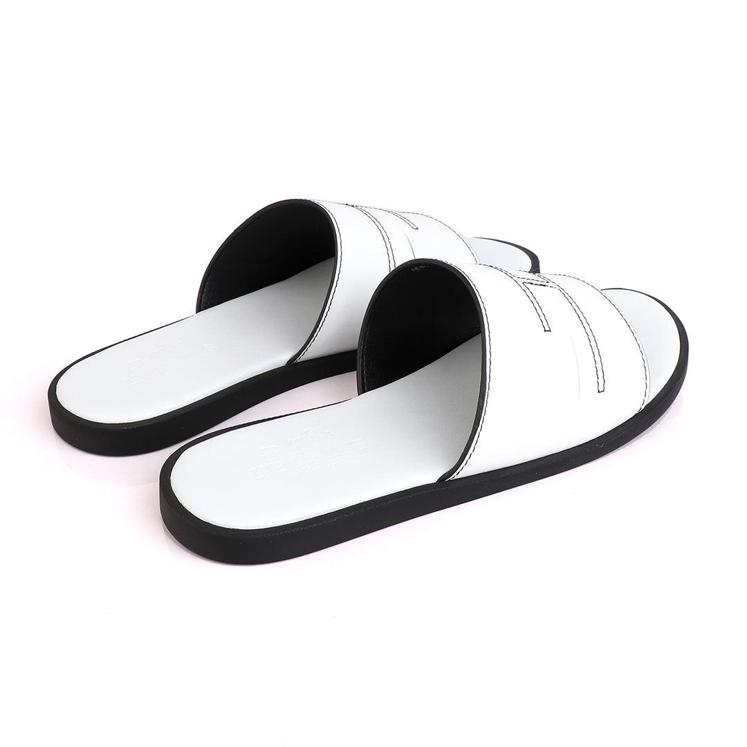 Hermes Paris White Leather Slippers - Obeezi