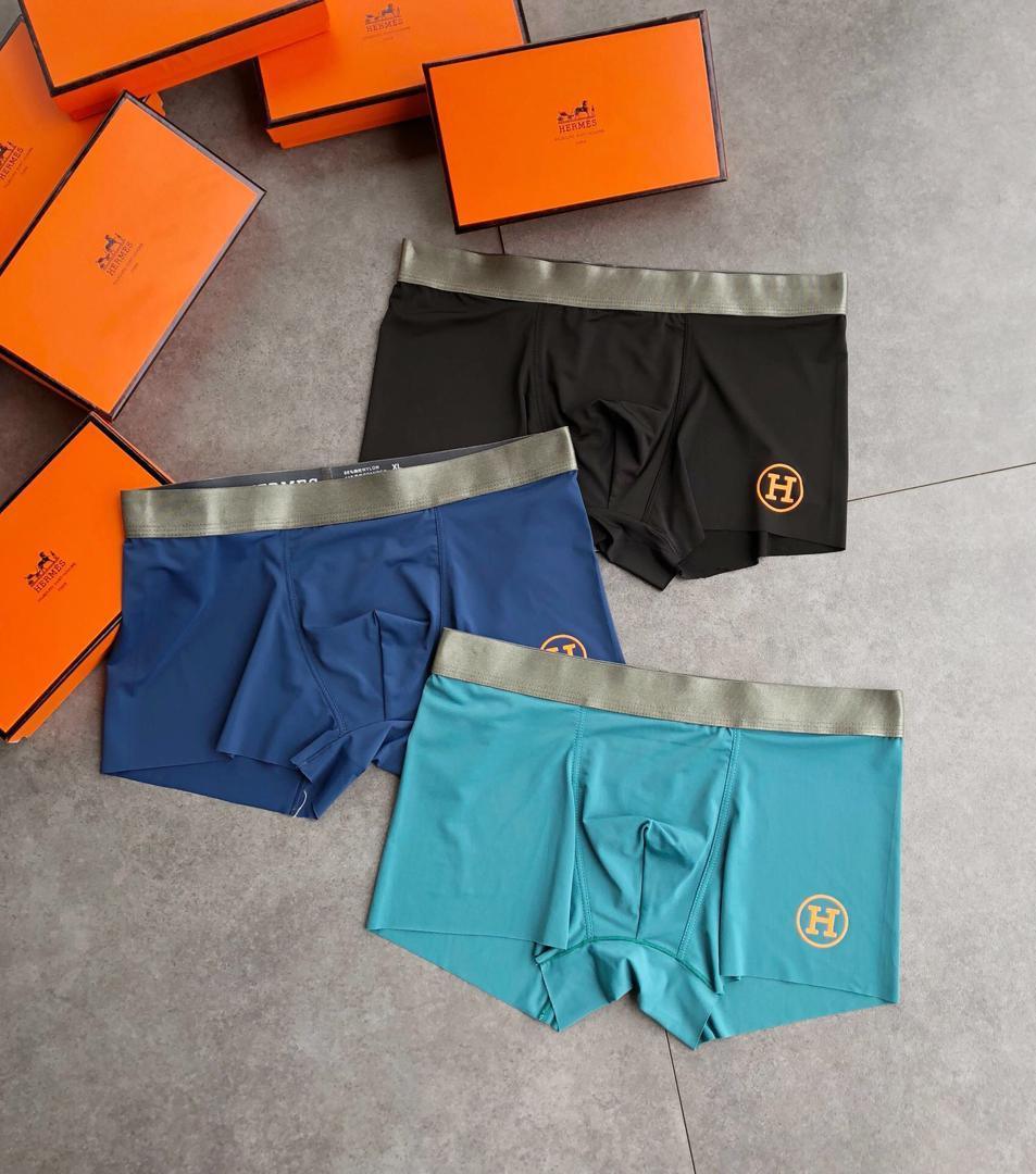 Herms Comfortable 3 in 1 Blue, Green And Blue Logo Dessigned Green, Black And Blue Briefs - Obeezi.com