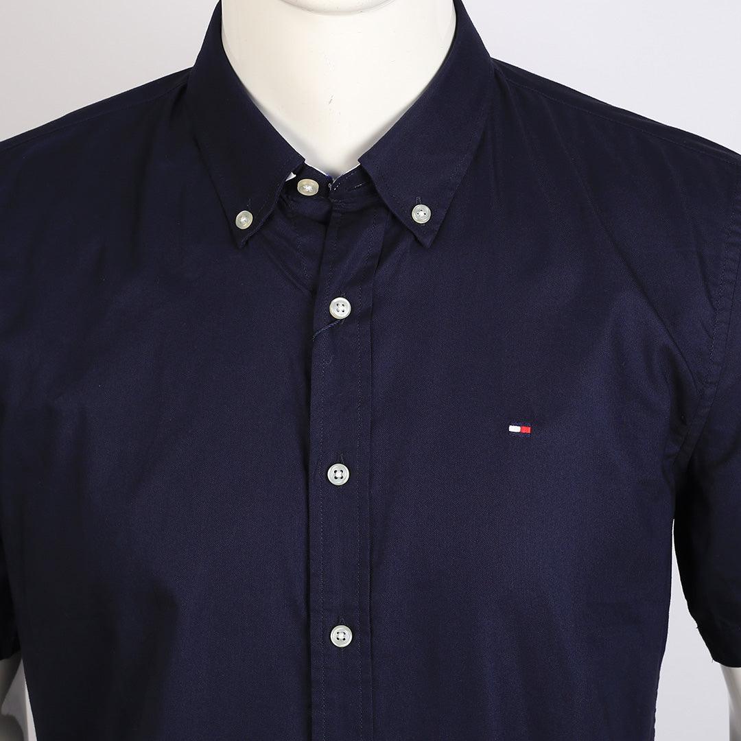 HIF Camp Collar Short Sleeve Shirt- Navy Blue - Obeezi.com