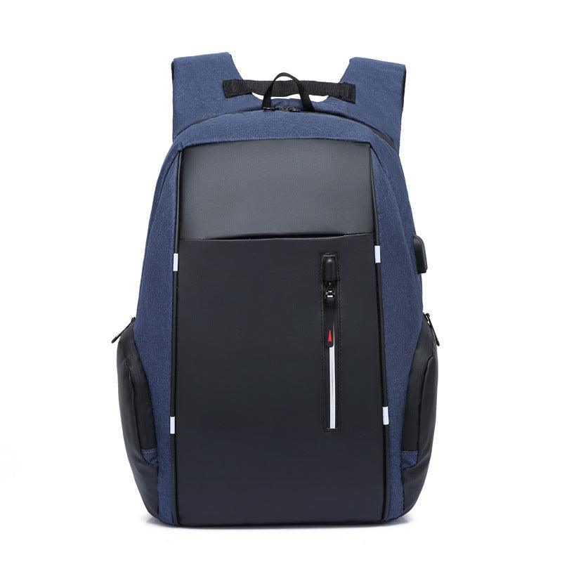 High Capacity BackPack With USB Charging Port- Black/Blue - Obeezi.com
