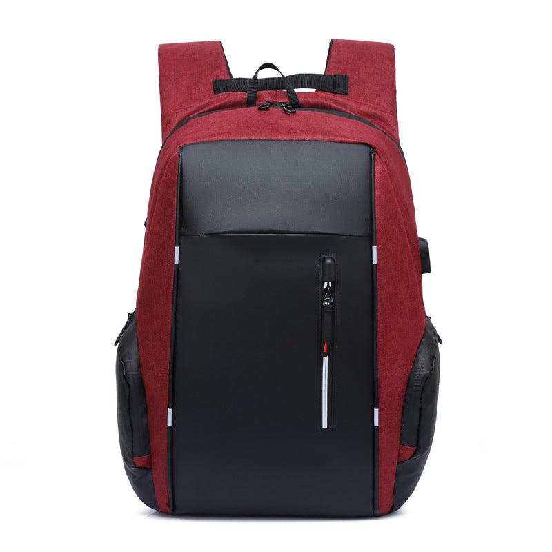 High Capacity BackPack With USB Charging Port- Black/Red - Obeezi.com