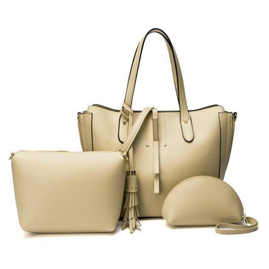 High Quality PU Leather Fashion Elegant Fringe Handbag - Apricot - Obeezi.com