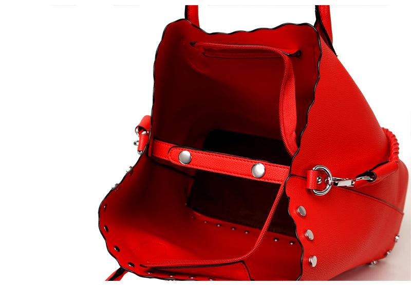 High Quality Round Shape Women Leather Blue 2 In 1 Sets Fashion Style handbag - Obeezi.com