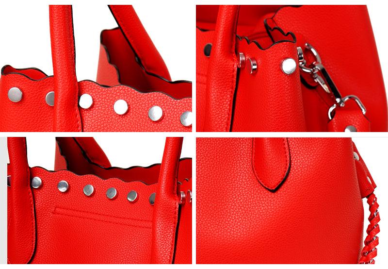 High Quality Round Shape Women Leather Blue 2 In 1 Sets Fashion Style handbag - Obeezi.com