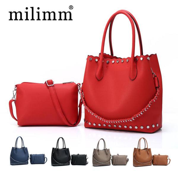 High Quality Round Shape Women Leather Brown 2 In 1 Sets Fashion Style handbag - Obeezi.com