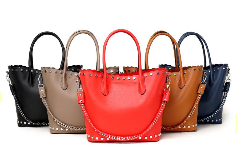High Quality Round Shape Women Leather Khaki 2 In 1 Sets Fashion Style handbag - Obeezi.com