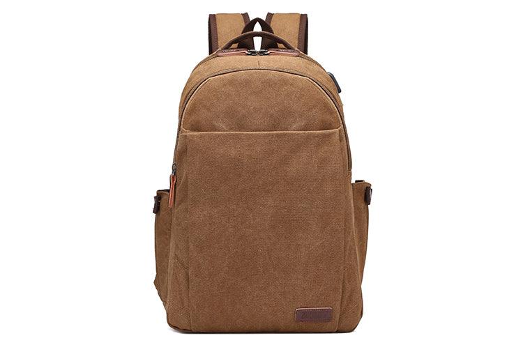 Hiking Canvas Large Capacity Backpack With Usb Charging Ports Coffee Bags - Obeezi.com