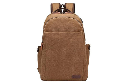 Hiking Canvas Large Capacity Backpack With Usb Charging Ports Coffee Bags - Obeezi.com