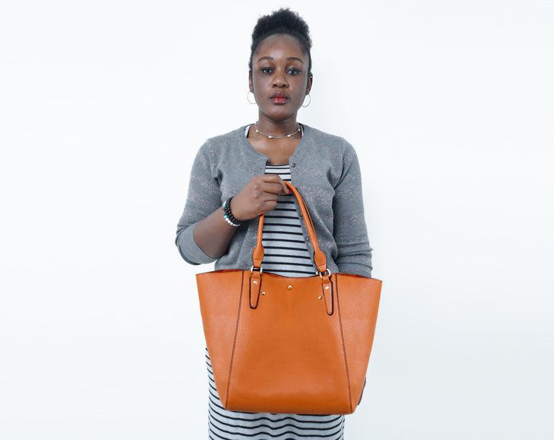 HoldAll With Detachable Inner Bag and Long Strap Shoulder Handbag-Brown - Obeezi.com
