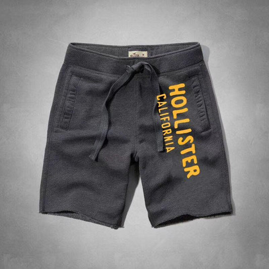 Hollister California Men's With Yellow Logo Jogging Shorts-Ash - Obeezi
