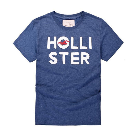 Hollister Classic Men's Short-sleeve T-shirt -Navy Blue - Obeezi