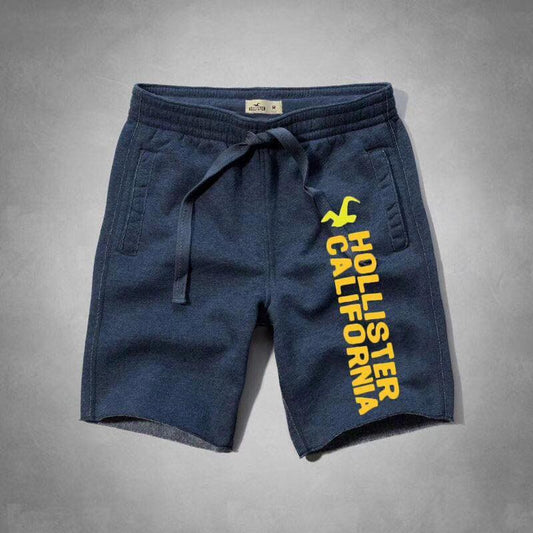 Hollister Men's Blue Spell Out Drawstring Tie Pocket Jogging Shorts - Obeezi