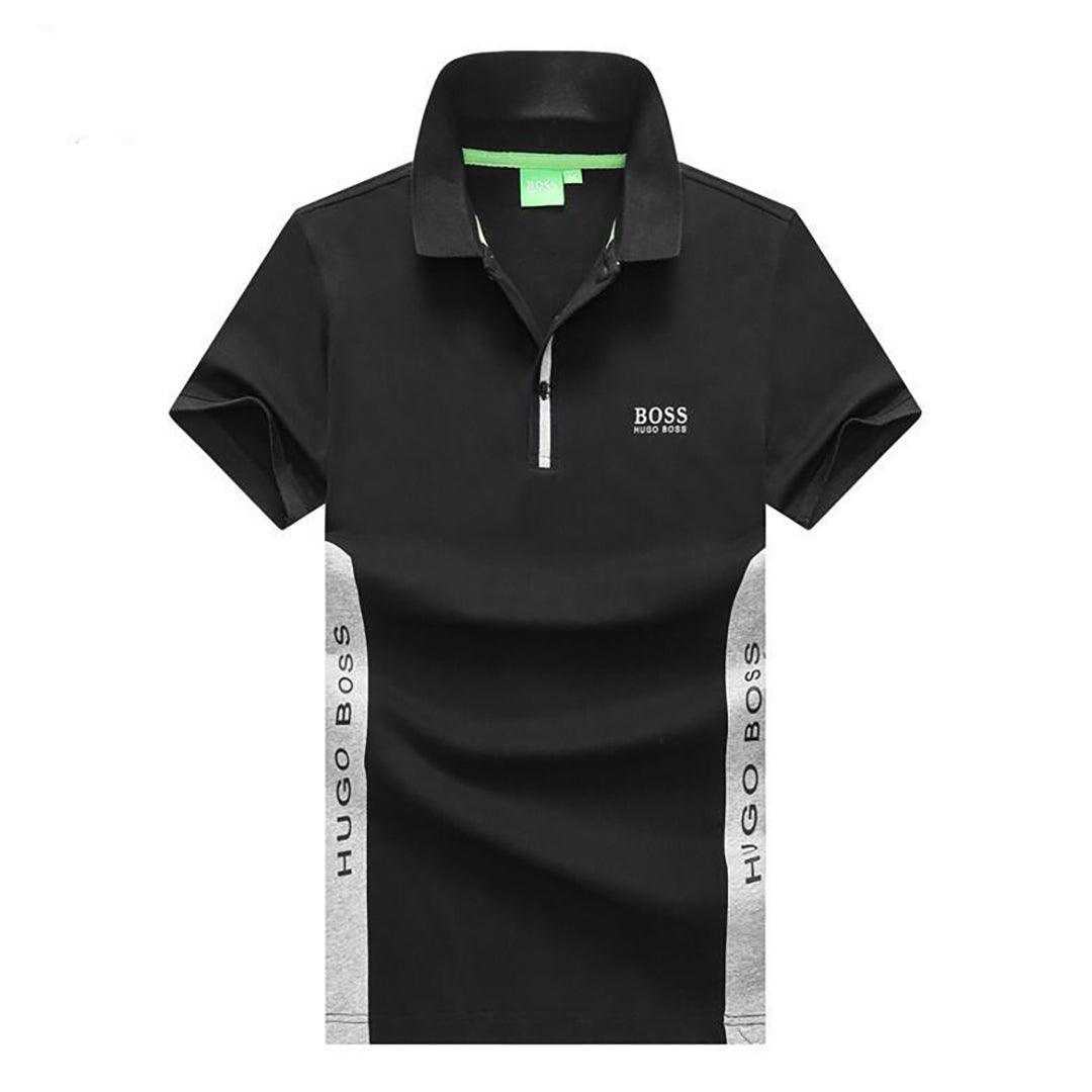 Hug Classic Cotton Tipping Slim Polo Black - Obeezi.com