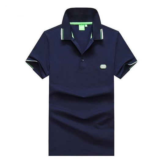 Hug Classic Cotton Tipping Slim Polo Navy-Blue - Obeezi.com