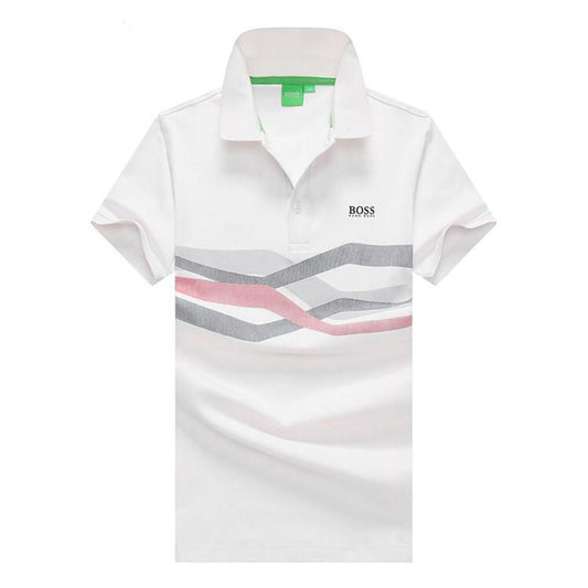 Hug Regular Fit Wavy Flag Polo Shirt-White - Obeezi.com