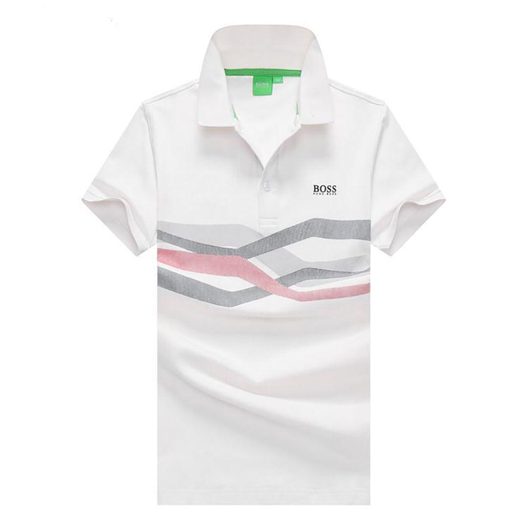 Hug Regular Fit Wavy Flag Polo Shirt-White - Obeezi.com