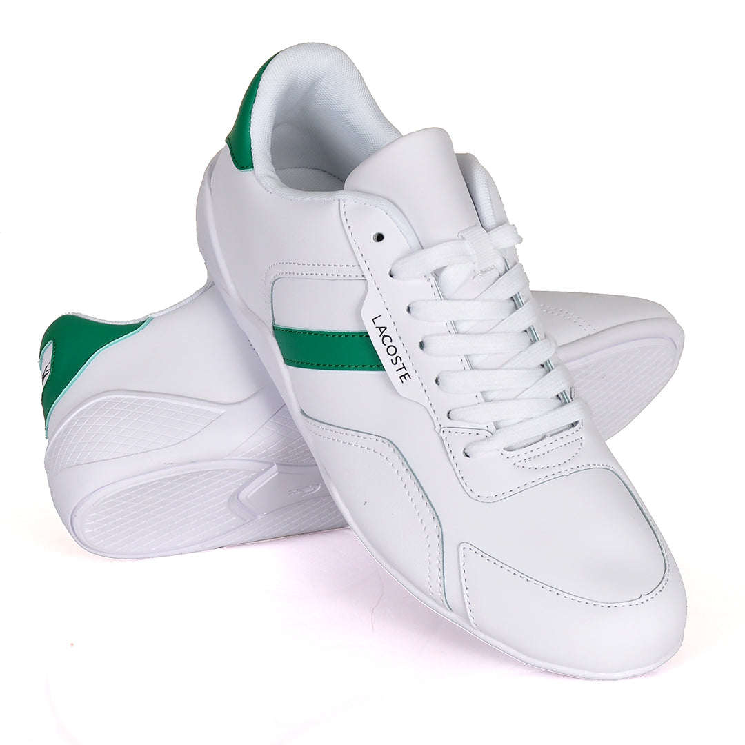 Iconic Men's Breathable Leather Green and White Sneakers - Obeezi.com