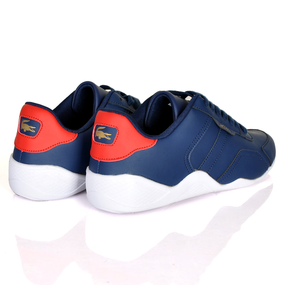 Iconic Men's Breathable Leather Navy blue and White Sneakers - Obeezi.com