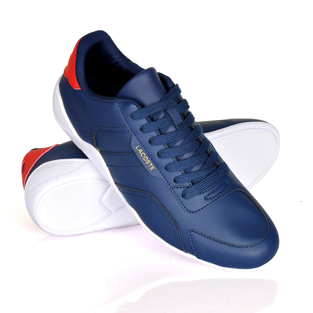 Iconic Men's Breathable Leather Navy blue and White Sneakers - Obeezi.com
