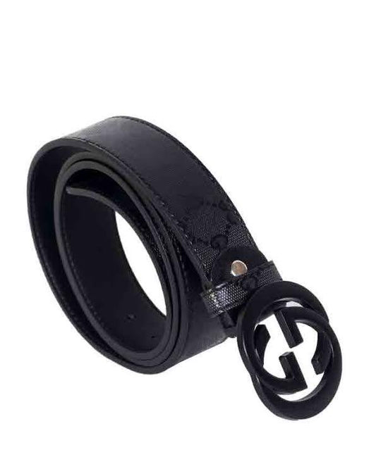Interlocking G Belt Black Leather Imprime - Obeezi.com