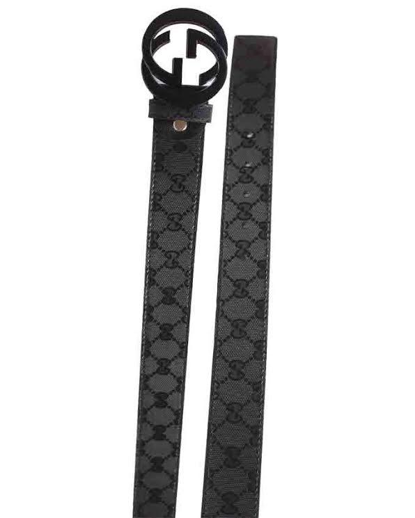 Interlocking G Belt Black Leather Imprime - Obeezi.com