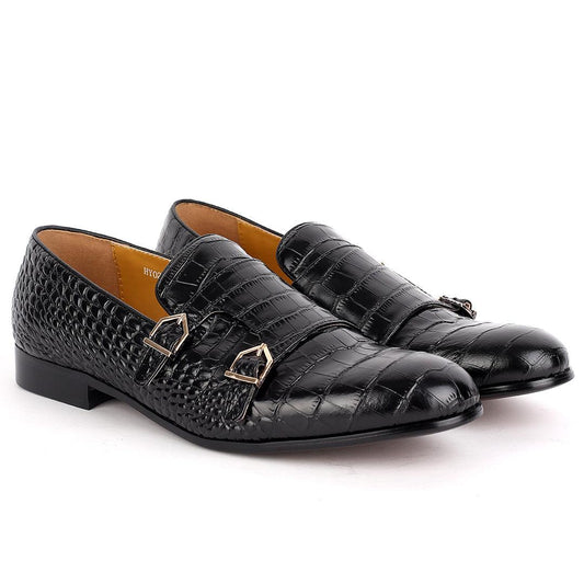 J.M Weston Black Croc Designed Mock Shoe - Obeezi.com