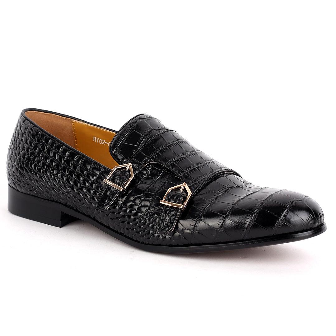 J.M Weston Black Croc Designed Mock Shoe - Obeezi.com
