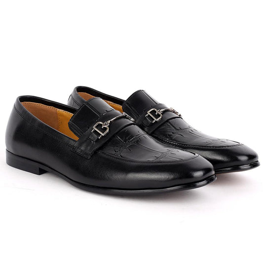 J.M Weston Black Exquisite Shoe With Gold Design - Obeezi.com