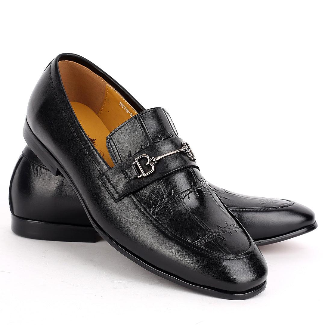 J.M Weston Black Exquisite Shoe With Gold Design - Obeezi.com