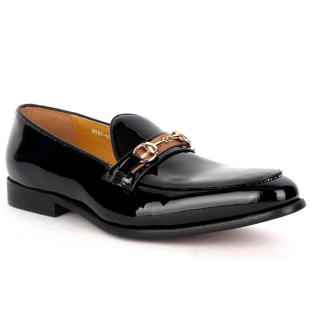 J.M Weston Classic Glossy Men's Shoe With Gold Design - Obeezi.com