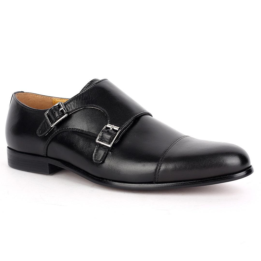 J.M Weston Classy Black Double strap Designed Men's Leather Shoe - Obeezi.com