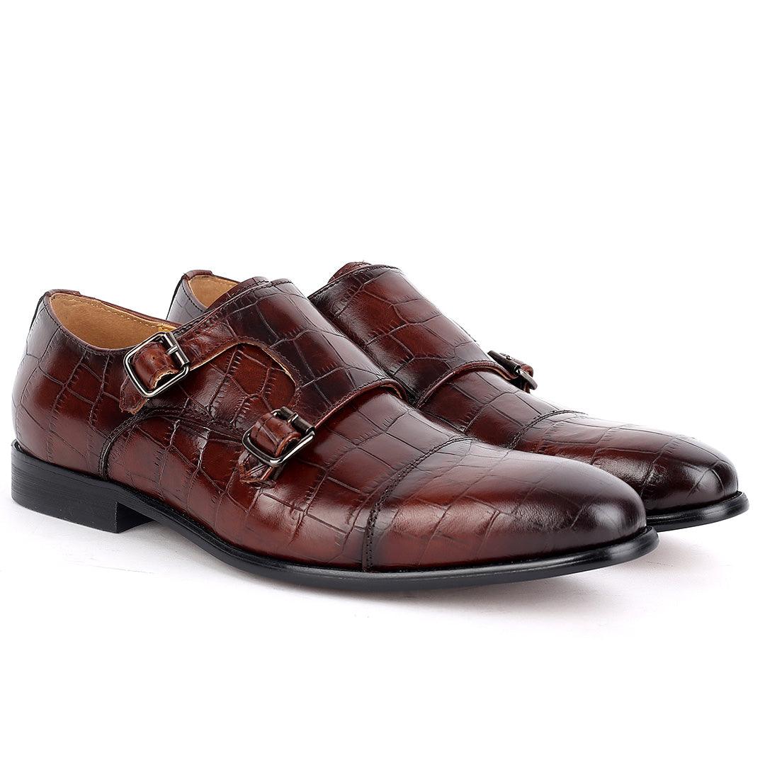 J.M Weston Classy Brown Double strap Designed Men's Leather Shoe - Obeezi.com