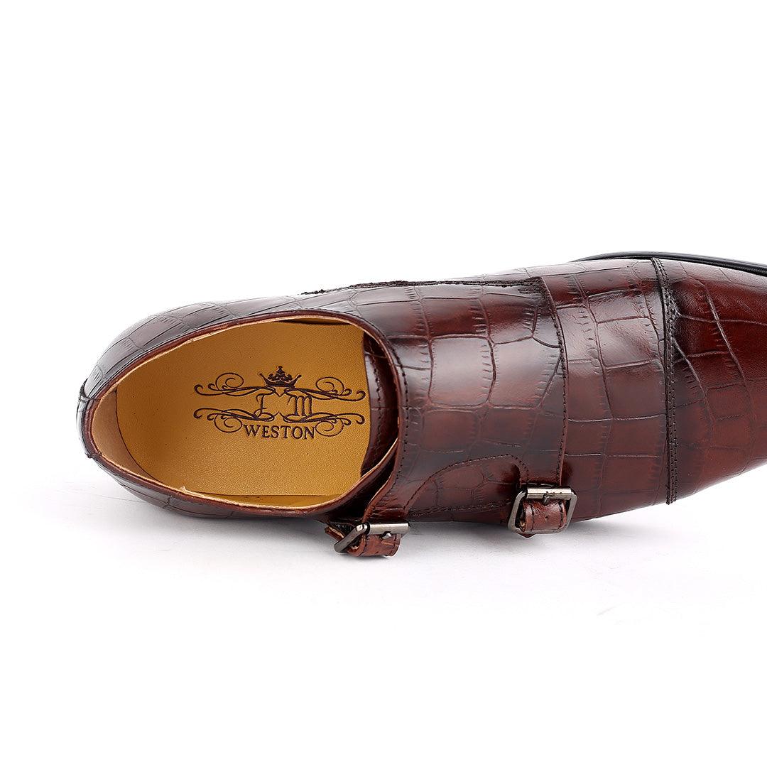 J.M Weston Classy Brown Double strap Designed Men's Leather Shoe - Obeezi.com