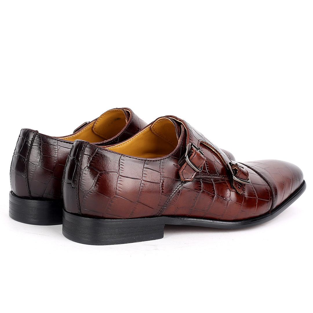 J.M Weston Classy Brown Double strap Designed Men's Leather Shoe - Obeezi.com