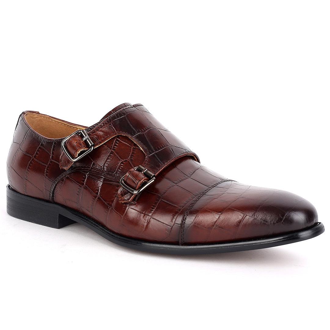 J.M Weston Classy Brown Double strap Designed Men's Leather Shoe - Obeezi.com