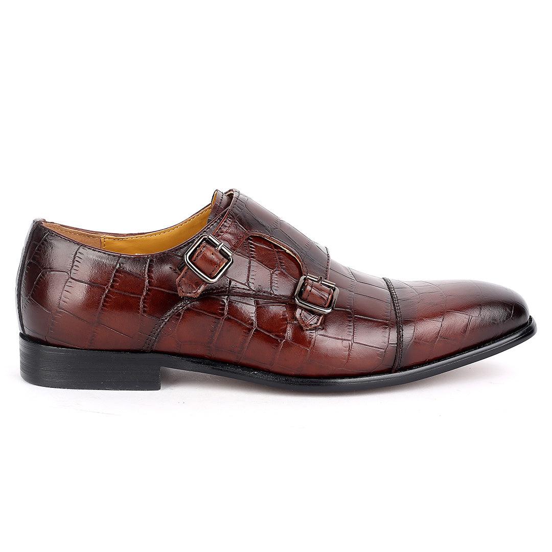 J.M Weston Classy Brown Double strap Designed Men's Leather Shoe - Obeezi.com