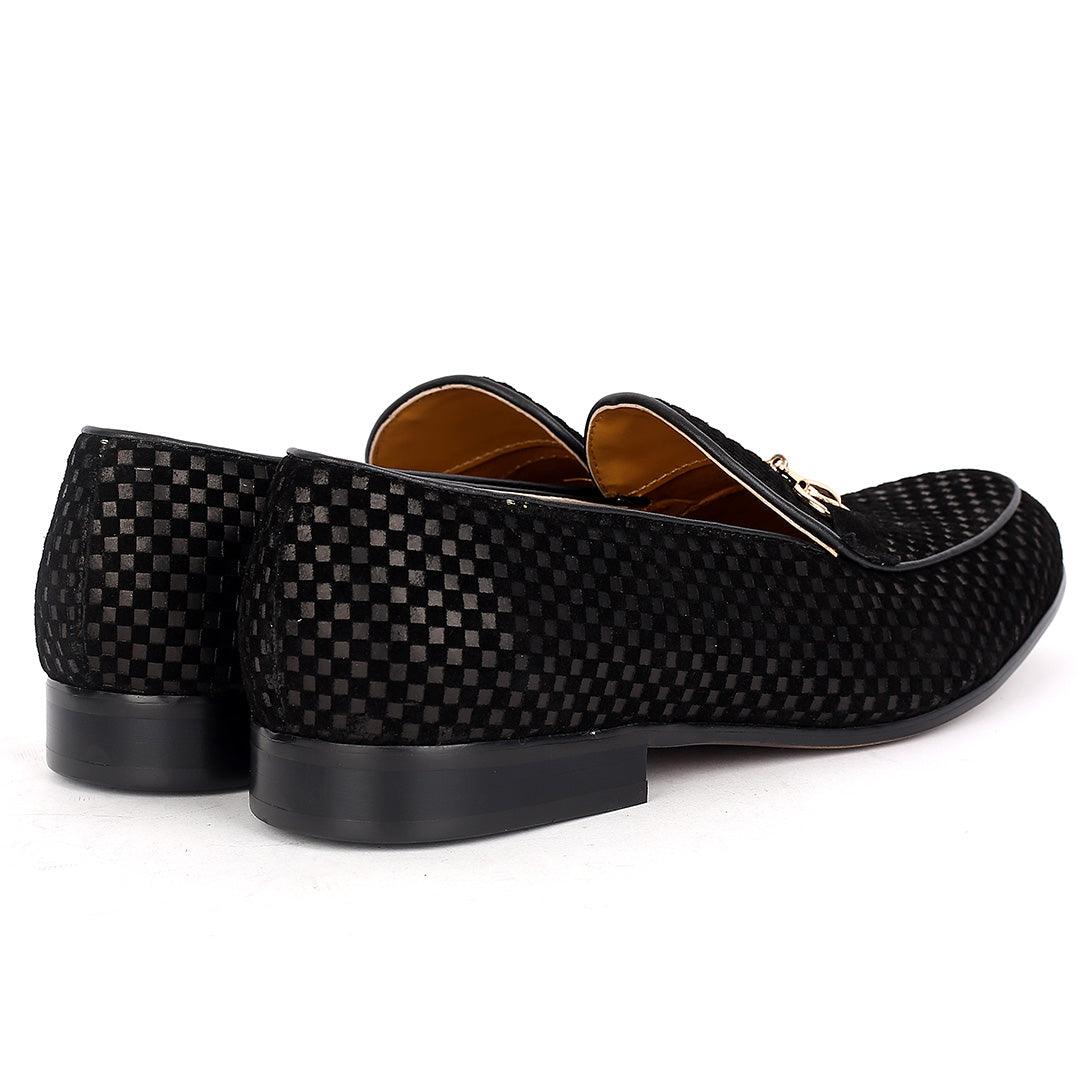 J.M Weston Classy Suede Checkers and Gold Designed Shoe - Obeezi.com